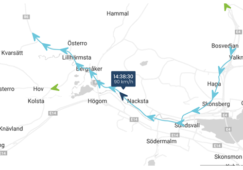 Genom att zooma in kan du med noggrannhet se dina fordons plats.
